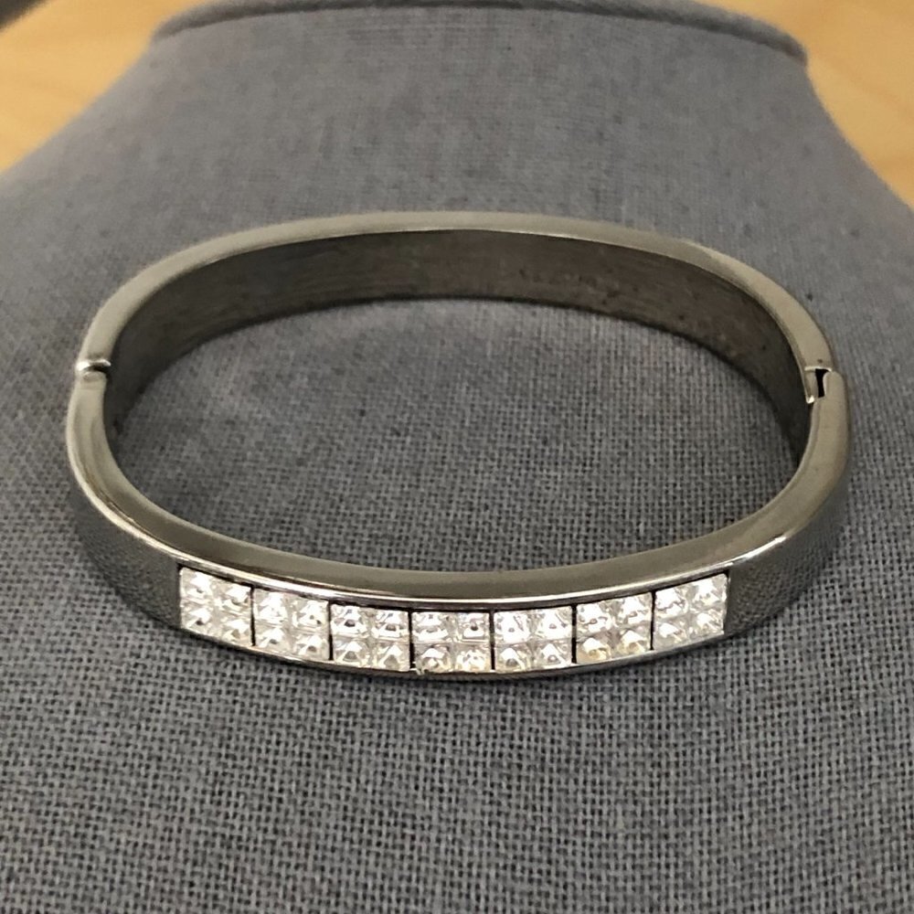 Custom Cuff Bracelet Locket with Diamond Rhinestones